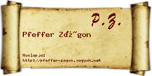 Pfeffer Zágon névjegykártya